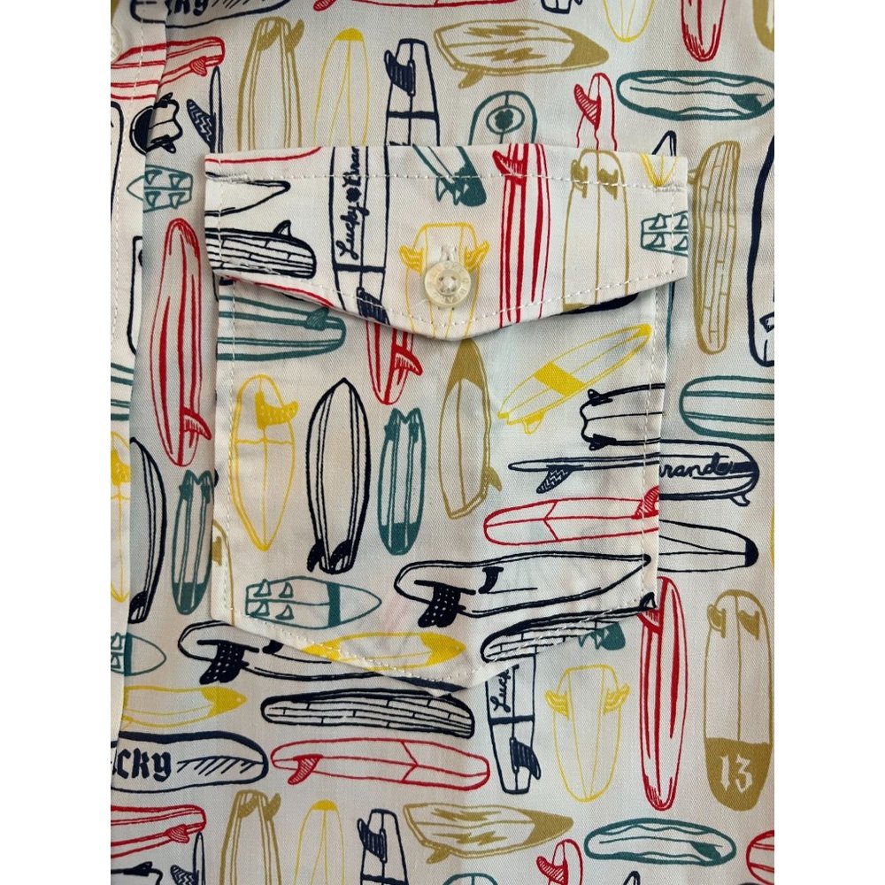 Boys Lucky Brand Surfboard Skateboard Short Sleeve Size Large Button Up … - Picture 4 of 9